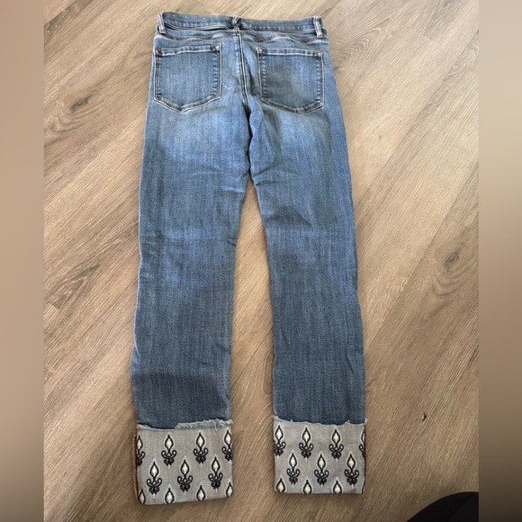 LOFT Blue Jeans with Embroidered Cuffs - Picture 3 of 5